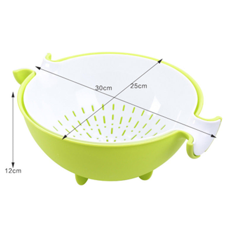 Multifunctional rotary drain basket plastic round double fruit basket washing basket Aroozy