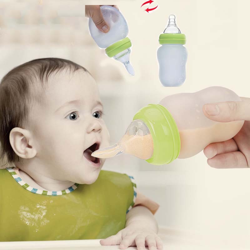 Wide caliber 180mL silicone spoon feeding bottle Aroozy