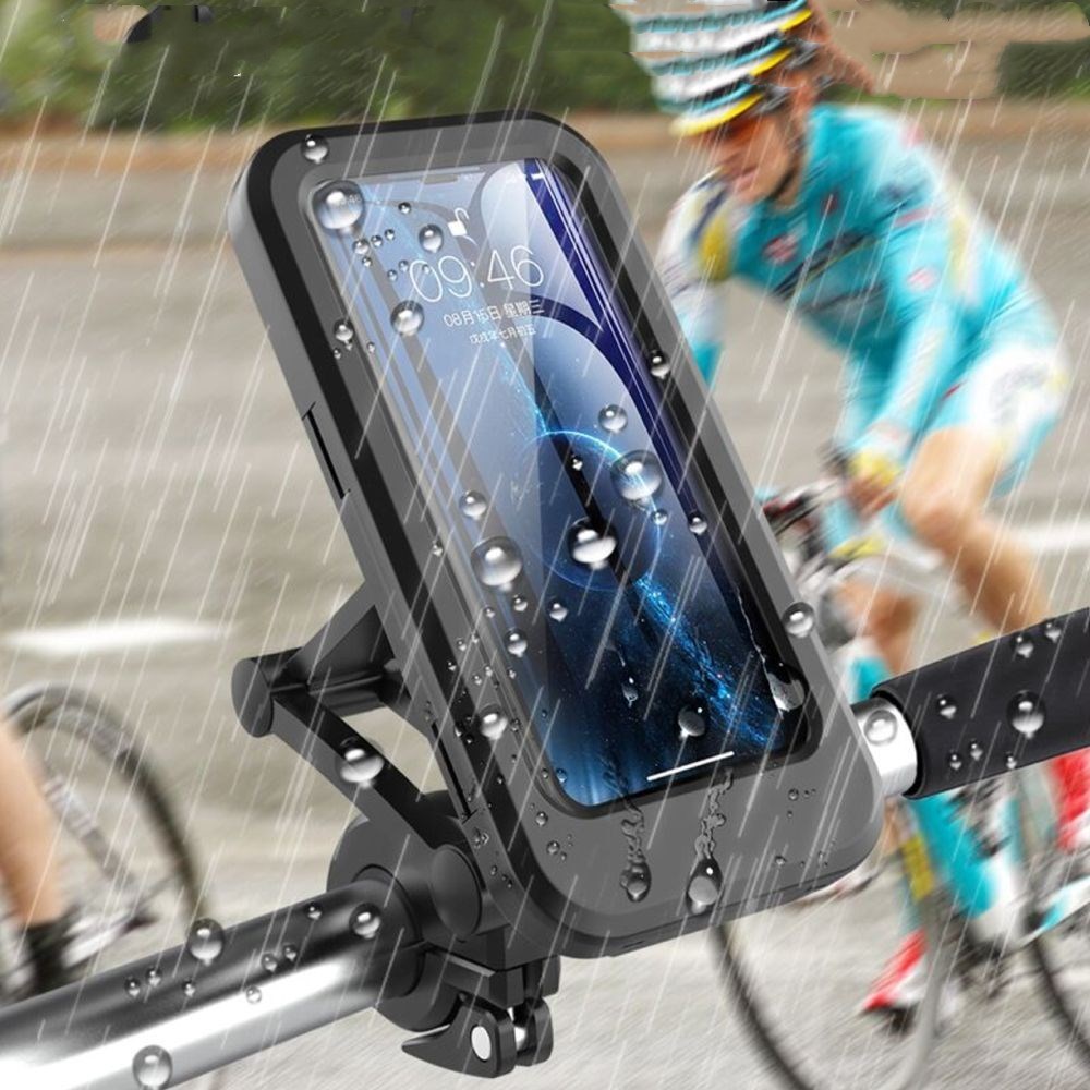 360 Rotatable Waterproof Bicycle Motorcycle Mobile Phone Holder Bike Handlebar Non-slip Clip Stand GPS Mount Bracket Aroozy