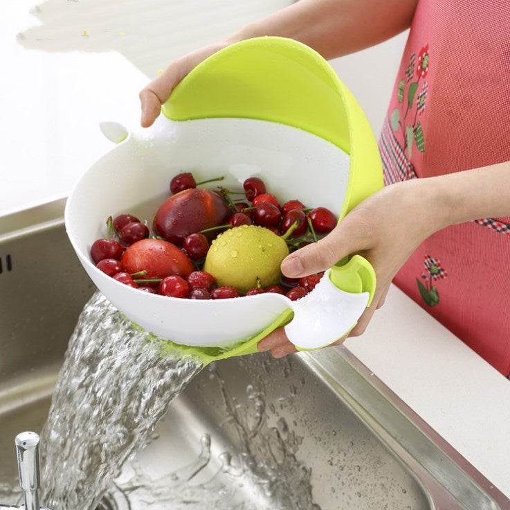 Multifunctional rotary drain basket plastic round double fruit basket washing basket Aroozy