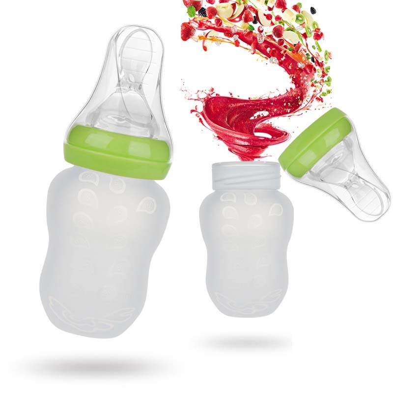 Wide caliber 180mL silicone spoon feeding bottle Aroozy