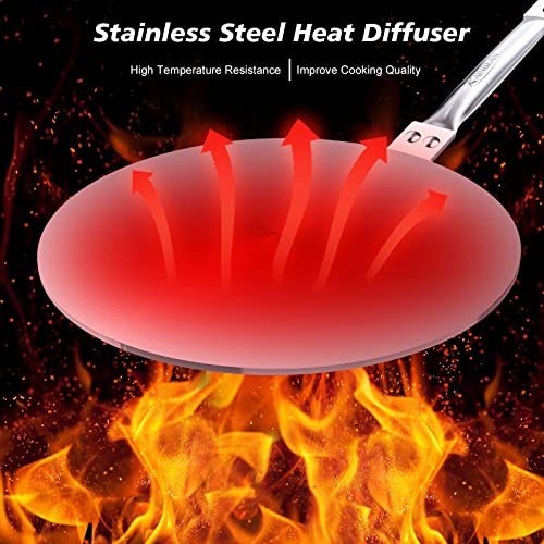 Heat Diffuser Simmer Ring Plate, Stainless Steel With Stainless Handle, Induction Adapter Plate For Gas Stove Glass Cooktop Converter, Flame Guard Induction Hob Pans, 7.5Inch & 8Inch & 9.25 Inch Aroozy