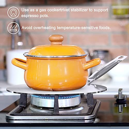 Heat Diffuser Simmer Ring Plate, Stainless Steel With Stainless Handle, Induction Adapter Plate For Gas Stove Glass Cooktop Converter, Flame Guard Induction Hob Pans, 7.5Inch & 8Inch & 9.25 Inch Aroozy